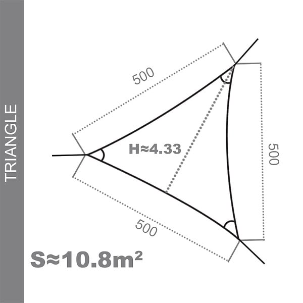 COTE STORE - Voile d'ombrage 5 x 5 x 5 m imperméable 220g/m² Haute densité - Tissu déperlant - Taupe cendré - large