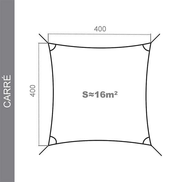 COTE STORE - Voile d'ombrage 4 x 4 m imperméable 220g/m² Haute densité - Tissu déperlant - Taupe cendré - large
