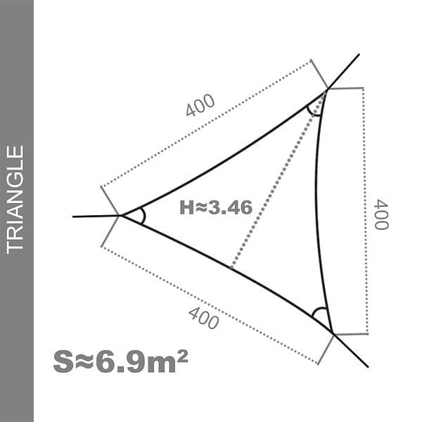 COTE STORE - Voile d'ombrage 4 x 4 x 4 m imperméable 220g/m² Haute densité - Tissu déperlant - Beige crème - large