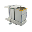EMUCA - Poubelle de recyclage pour montage inférieur et extraction automatique dans l'élément de cuisine 2x14litres, Plastique gris - vignette
