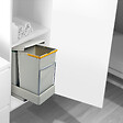 EMUCA - Poubelle de recyclage pour montage inférieur et extraction automatique dans l'élément de cuisine 2x14litres, Plastique gris - vignette