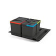 EMUCA - Kit poubelle de tri sélectif pour tiroir de cuisine avec socle Recycle hauteur 216mm, 1x12litres, 2x6litres, module 600mm, Plastique gris anthracite - vignette