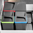 EMUCA - Kit poubelle de tri sélectif pour tiroir de cuisine avec socle Recycle hauteur 216mm, 1x12litres, 2x6litres, module 600mm, Plastique gris anthracite - vignette