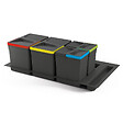 EMUCA - Kit poubelle de tri sélectif pour tiroir de cuisine avec socle Recycle hauteur 266mm, 2x15litres, 2x7litres, module 900mm, Plastique Gris antracite - vignette