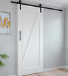 EMUCA - Kit de quincaillerie pour porte coulissante suspendue en bois de Barn, Sans fermeture souple, panneaux non inclus, Acier et Plastique, Peint en noir - vignette