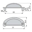 EMUCA - Lot de 20 poignées pour meubles Alberic, L77mm, entraxe 64mm, Zamak, Noir - vignette