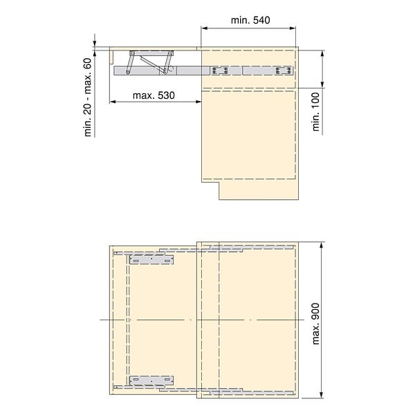 EMUCA - Coulisses pour table extensible et relevable Oplà Top, Aluminium, Acier inox anodisé - large