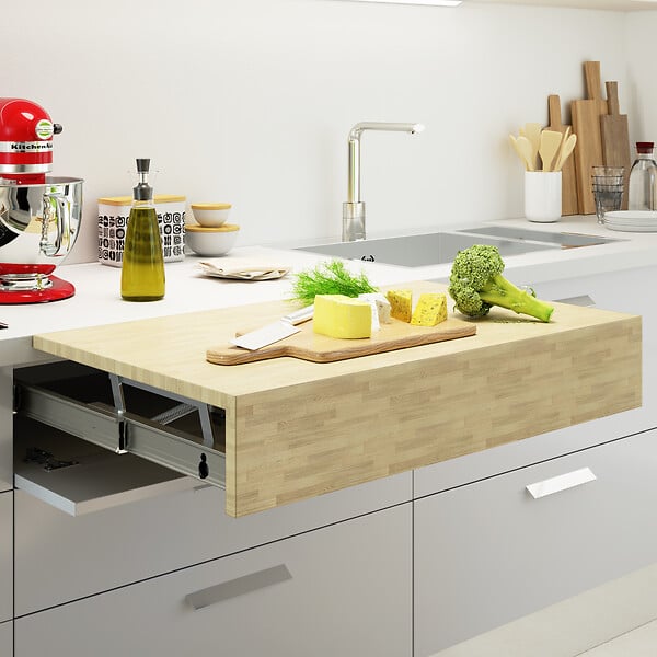 EMUCA - Coulisses pour table extensible et relevable Oplà Top, Aluminium, Acier inox anodisé - large
