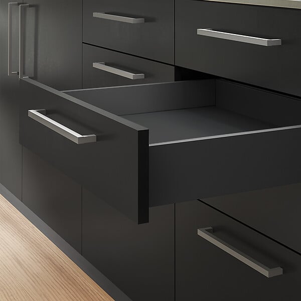 EMUCA - Kit de tiroirs pour cuisine ou salle de bains Vertex avec réglages 3D, hauteur 178mm, avec panneaux inclus, module 450mm, Gris antracite - large