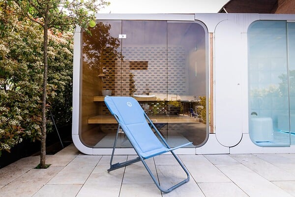 O'SUN - Lot de 2 chiliennes de jardin pliables - 4 positions - Bleu - Dimensions : 96 x 55 x 98 cm - large