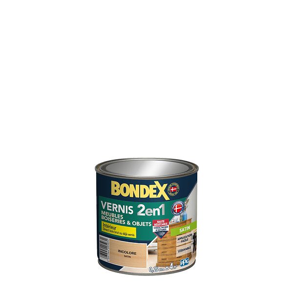 BONDEX - Vernis 2en1 bois intérieur satin - Chêne foncé - 250ml - large