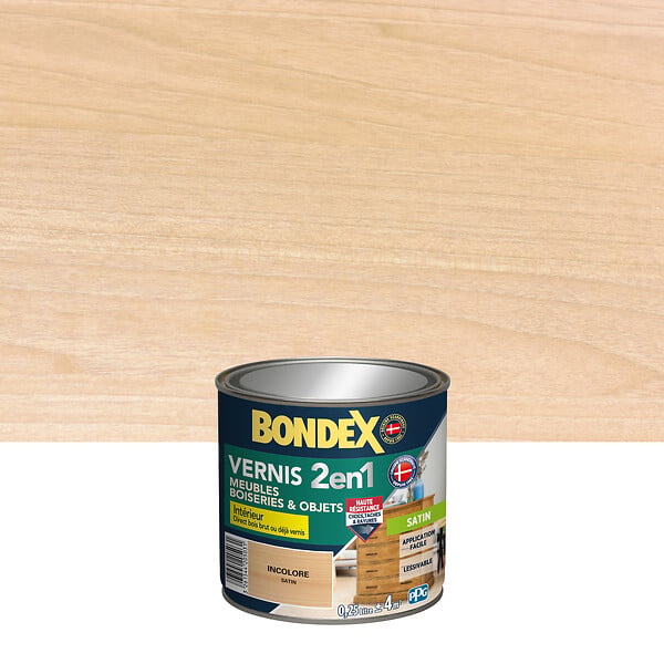BONDEX - Vernis 2en1 bois intérieur satin - Chêne foncé - 250ml - large