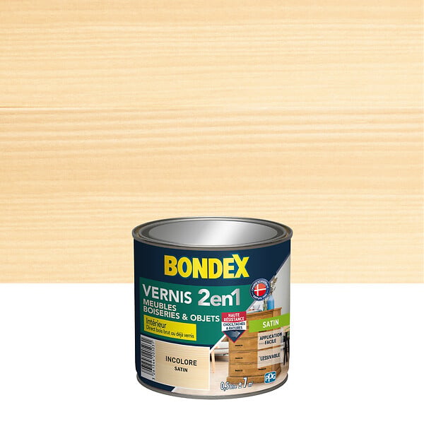 BONDEX - Vernis 2en1 satin incolore 0,5L - large