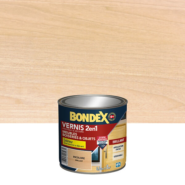 BONDEX - Vernis 2en1 brillant incolore - 0,5L - large