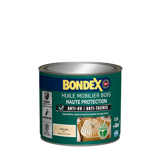 BONDEX - Huile pour mobilier bois Bondex - Incolore Mat - 0.5L - large