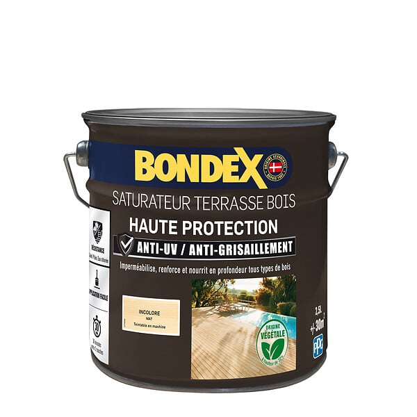 BONDEX - Saturateur bois extérieur - Biosourcé - Incolore Mat - 2,5L - large