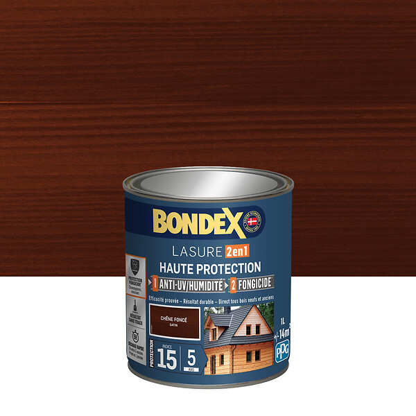 BONDEX - Lasure 2en1 chêne rustique satin - 1L - large