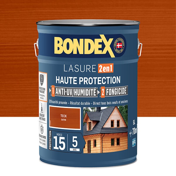 BONDEX - Lasure 2en1 Teck satiné - 5L - large
