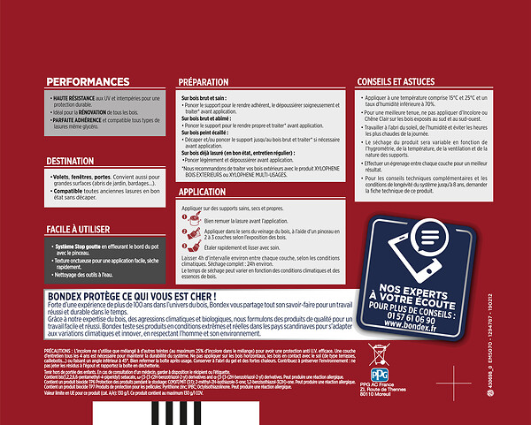 BONDEX - Lasure Très Haute Protection - Incolore - Satin - 2,5L - large
