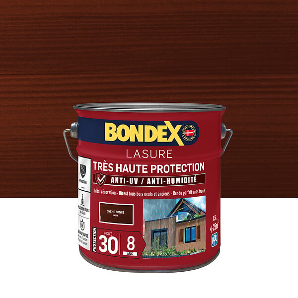BONDEX - Lasure bois extérieur 8 ans - Chêne Foncé - 2,5L - large