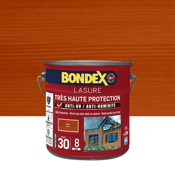 BONDEX - Lasure teck satinée - Très Haute Protection 8 ans - 2,5L - large