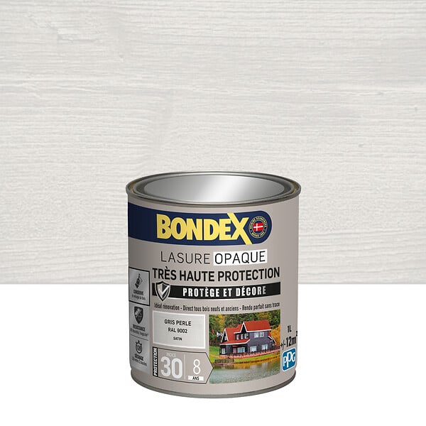 BONDEX - Lasure opaque bois - Gris Perle - Satin 1L - large