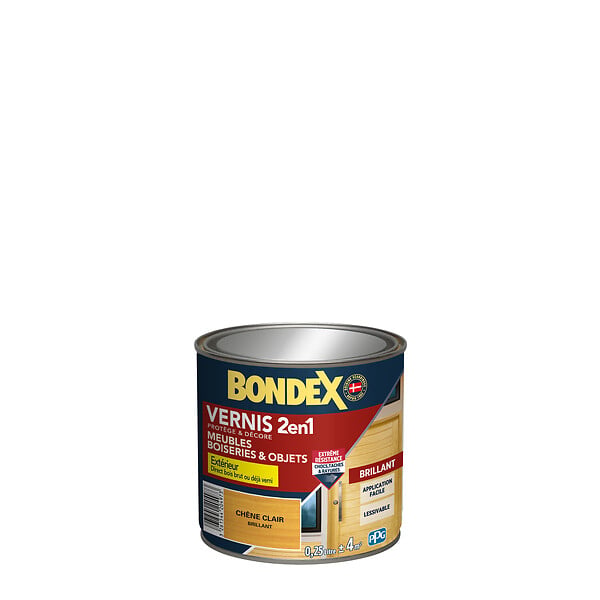 BONDEX - Vernis 2en1 - Chêne Clair - Brillant - 250ml - large