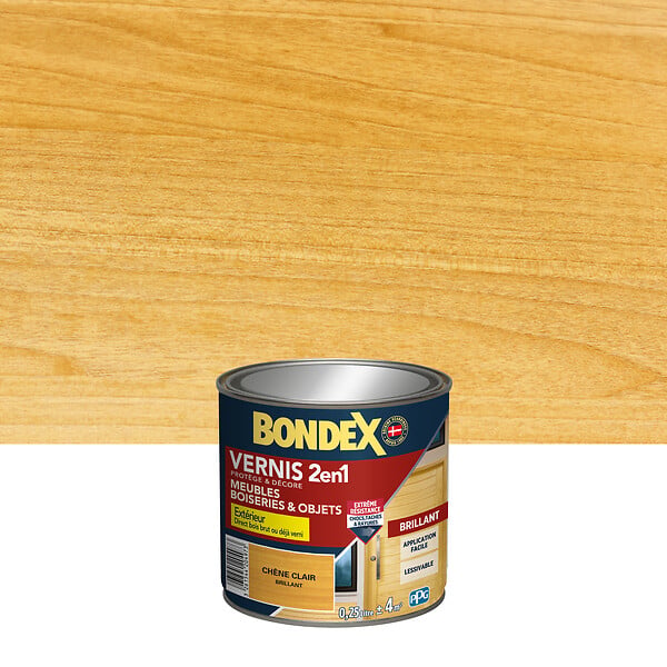 BONDEX - Vernis 2en1 - Chêne Clair - Brillant - 250ml - large