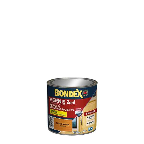 BONDEX - Vernis bois 2en1 brillant Chêne Moyen 250ml - large
