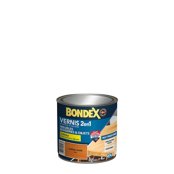 BONDEX - Vernis bois mat - Chêne doré - 0,25 L - large