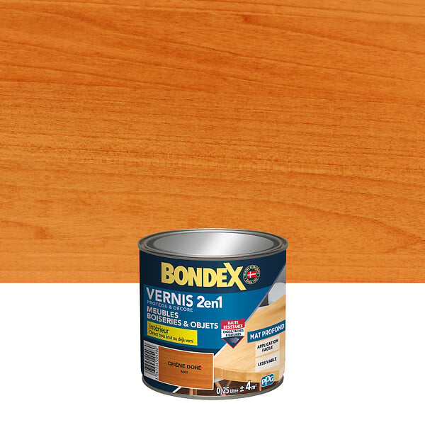 BONDEX - Vernis bois mat - Chêne doré - 0,25 L - large