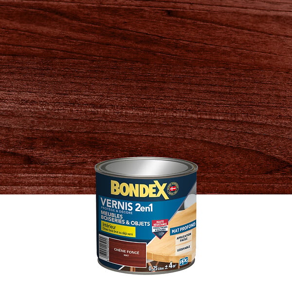 BONDEX - Vernis bois mat chêne foncé 0.25L - large