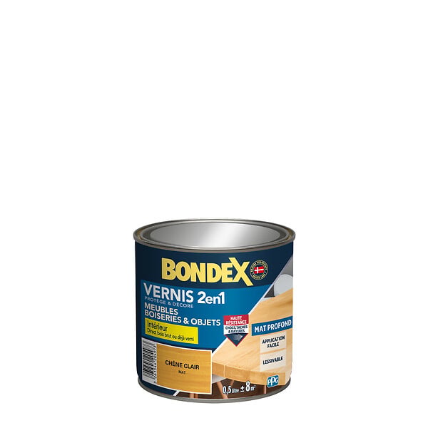 BONDEX - Vernis bois chêne clair mat - 0,5L - large