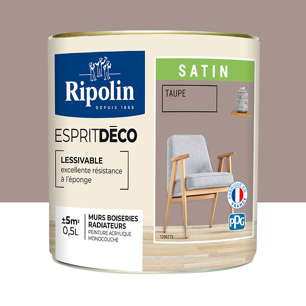 RIPOLIN - Peinture Acrylique RIPOLIN Esprit Déco Monocouche Satin taupe 0,5L - large