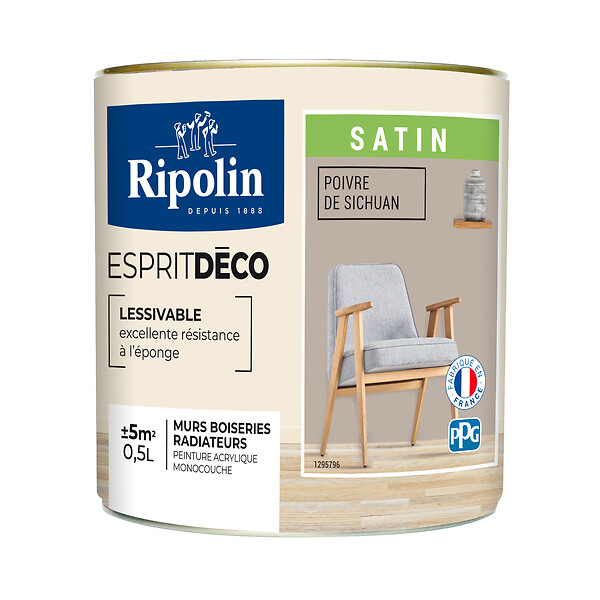 RIPOLIN - Peinture Acrylique RIPOLIN Esprit Déco Mono Sat poivre sichuan 0,5L - large
