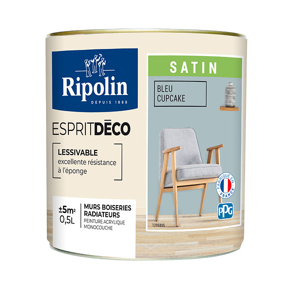 RIPOLIN - Peinture Acrylique RIPOLIN Esprit Déco Monocouche Satin cupcake 0,5L - large