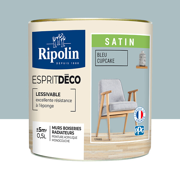 RIPOLIN - Peinture Acrylique RIPOLIN Esprit Déco Monocouche Satin cupcake 0,5L - large