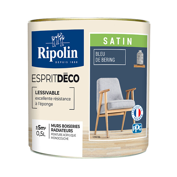 RIPOLIN - Peinture Murale RIPOLIN Toutes Pièces Esprit Déco sat bleu bering 0,5L - large