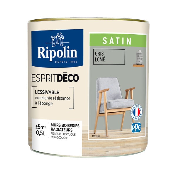 RIPOLIN - Peinture Murale RIPOLIN Toutes Pièces Esprit Déco Satin Gris lome 0,5L - large