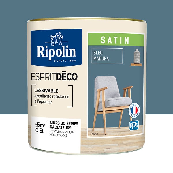 RIPOLIN - Peinture Murale RIPOLIN Toutes Pièces Esprit Déco sat bleu madura 0,5L - large