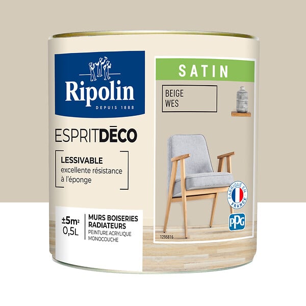 RIPOLIN - Peinture RIPOLIN murs boiseries beige weise satin 0,5L - large