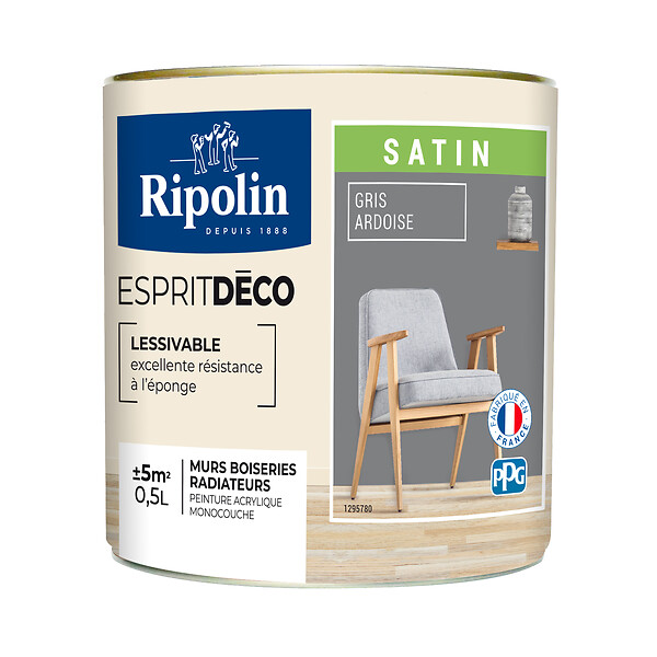 RIPOLIN - Peinture RIPOLIN murs boiseries gris ardoise satin 0,5L - large