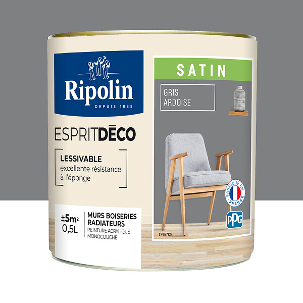 RIPOLIN - Peinture RIPOLIN murs boiseries gris ardoise satin 0,5L - large