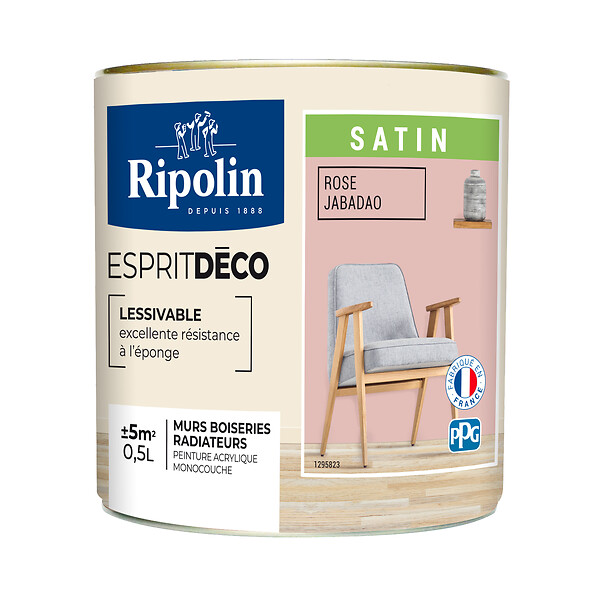 RIPOLIN - Peinture RIPOLIN murs boiseries rose jabadao satin 0,5L - large