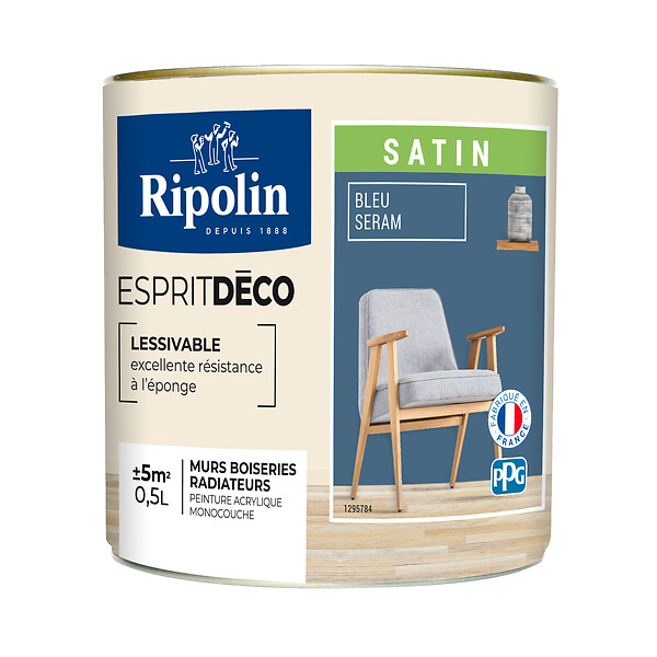RIPOLIN - Peinture RIPOLIN murs boiseries bleu seram satin 0,5L - large