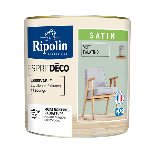 RIPOLIN - Peinture RIPOLIN murs boiseries vert palatino satin 0,5L - large