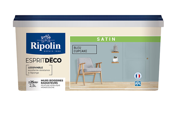 RIPOLIN - Peinture Esprit Déco - Monocouche - Cupcake - Satin - 2,5L - large