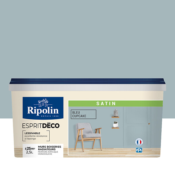 RIPOLIN - Peinture Esprit Déco - Monocouche - Cupcake - Satin - 2,5L - large