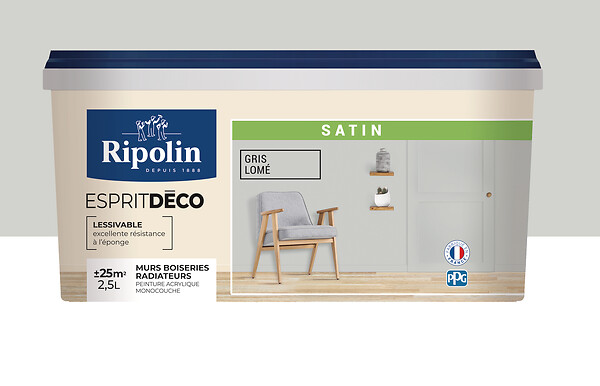 RIPOLIN - Peinture Esprit Déco - Gris lome - Satin - 2,5L - large