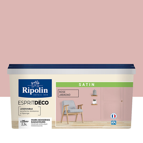 RIPOLIN - Peinture Esprit Déco - Rose Jabadao - Satin - 2,5L - large